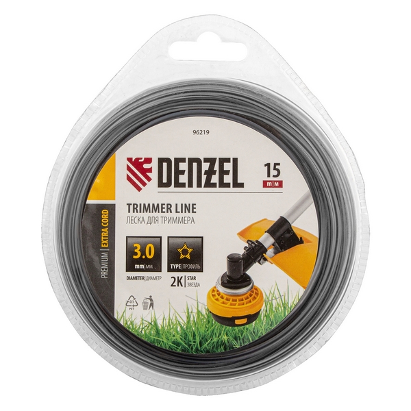 Леска для садовых триммеров Denzel EXTRA CORD 96219 (3 мм, 15 м, звезда)